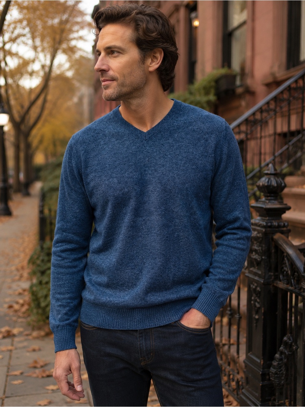 Men’s Banana Republic Blue V-Neck Sweater Size L 100% Cotton Lightweight Classic
